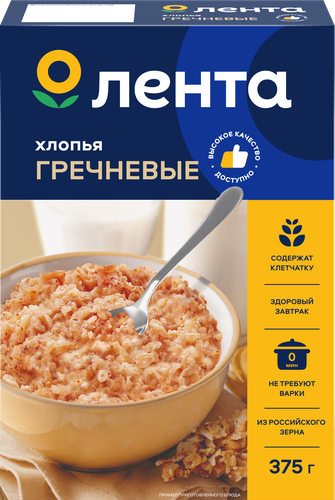 

Хлопья гречневые ЛЕНТА, не требующие варки 375г