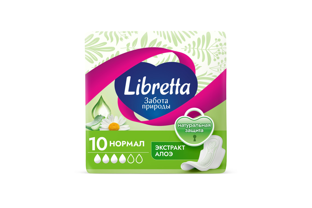 

Прокладки гигиенические Libretta Забота природы с экстрактом алоэ 10 шт.