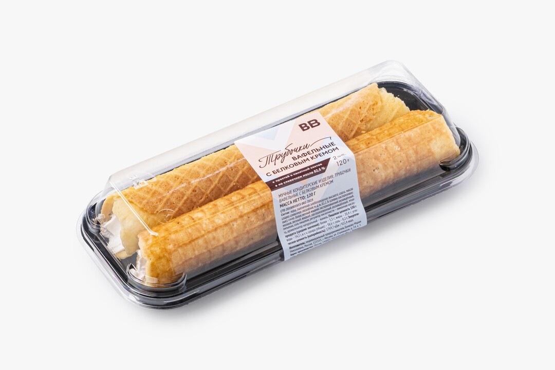 

Трубочки вафельные ВкусВилл с белковым кремом 2 шт. 120 г