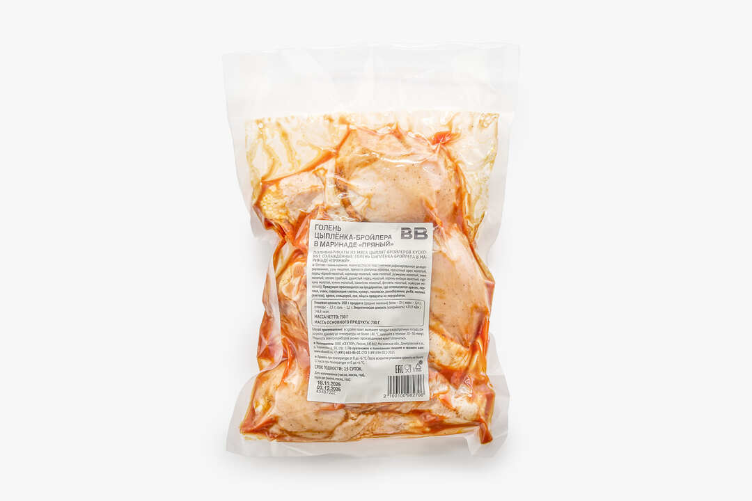 

Голень цыпленка-бройлера ВкусВилл в маринаде Пряный 750 г