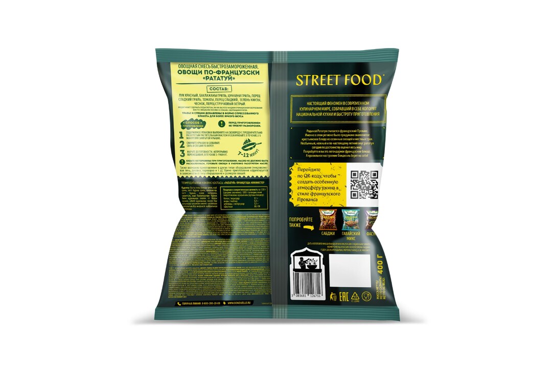 

Овощи Бондюэль Рататуй по-французски смесь замороженная 400 г