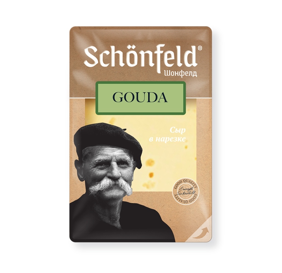 

Сыр полутвердый Schonfeld Гауда нарезка 45% 125 г