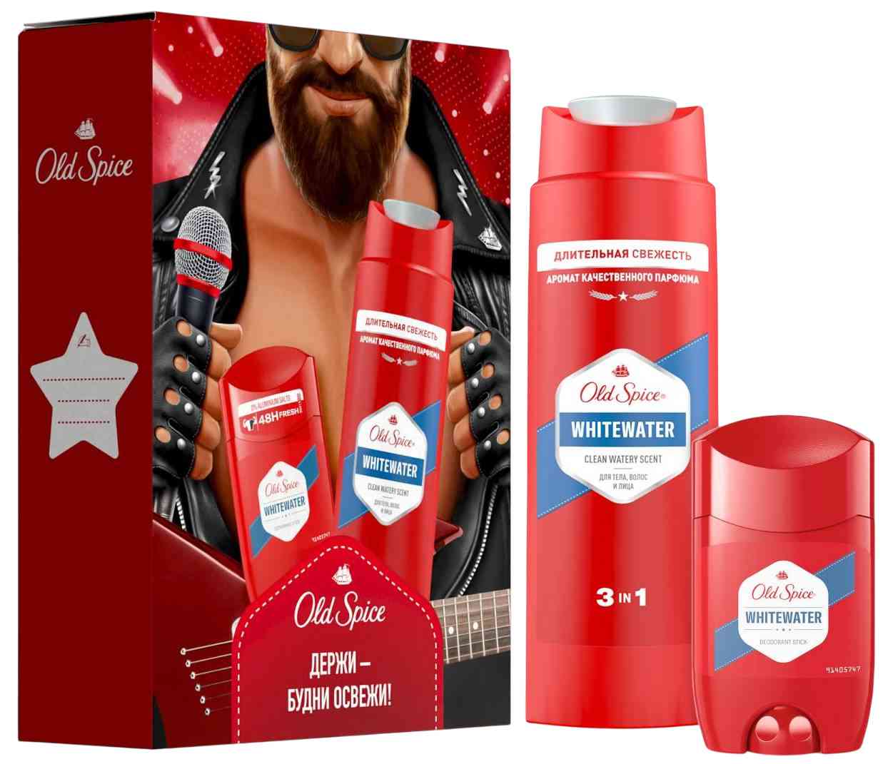 

Набор подарочный Old Spice Whitewater: дезодорант-стик 50 мл, гель для душа 250 мл