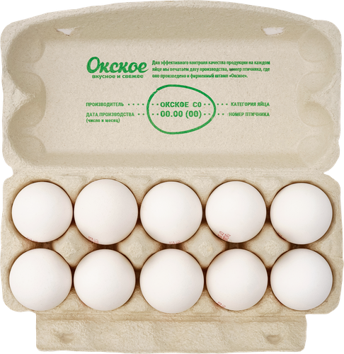 

Яйцо куриное Окское столовое белое С0 10 шт. 650 г