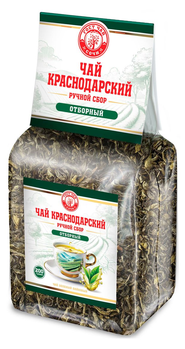 

Чай зеленый Краснодарский ручной сбор Байховый, крупнолистово 200 г