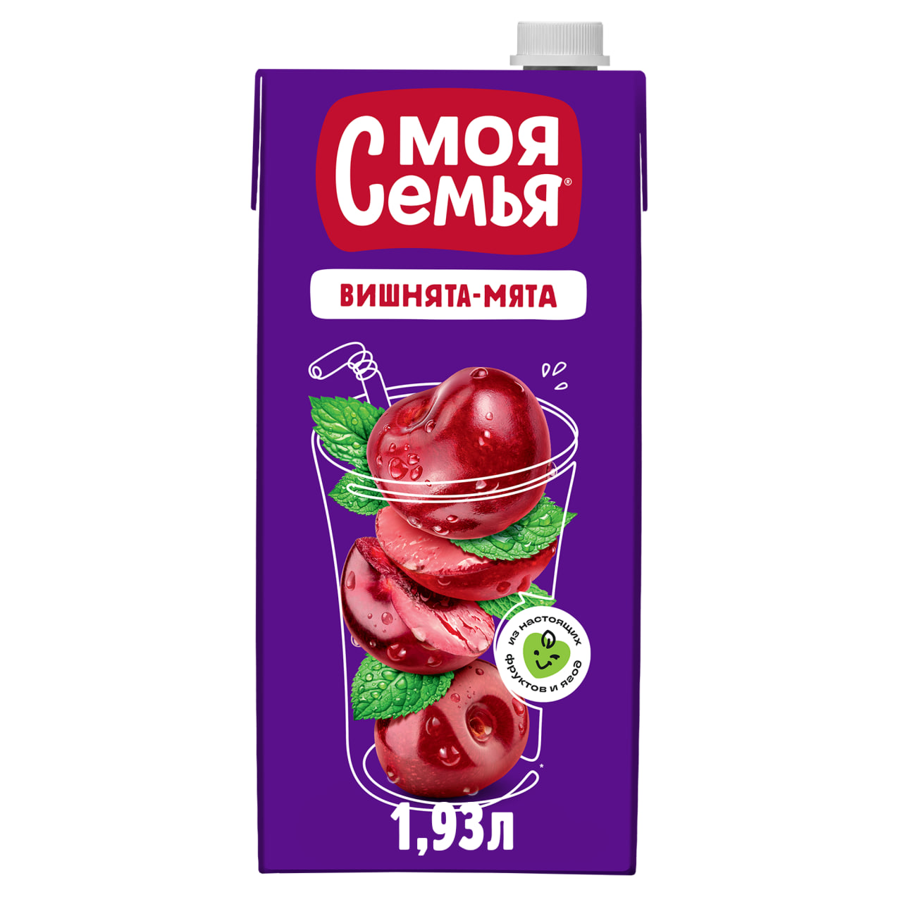 

Напиток сокосодержащий Моя семья Вишнята-Мята 1.93 л