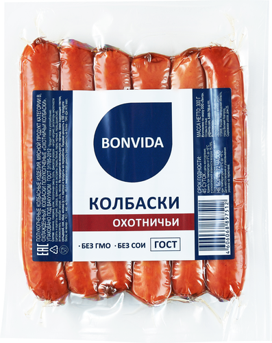 

Колбаски полукопченые Bonvida Охотничьи 300 г