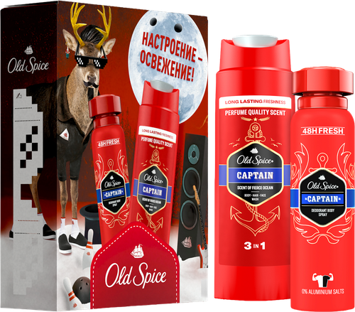

Подарочный набор Old Spice Captain: дезодорант 150 мл, гель для душа 250 мл упаковка в ассортименте 1 шт.