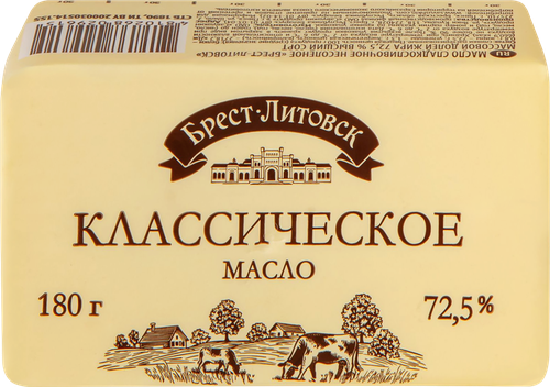 

Масло сливочное Брест-Литовск Классическое 72.5% 180 г