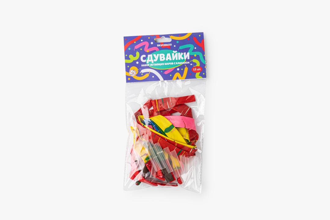 

Набор летающих шаров ВкусВилл Сдувайки с клапаном 15 шт.