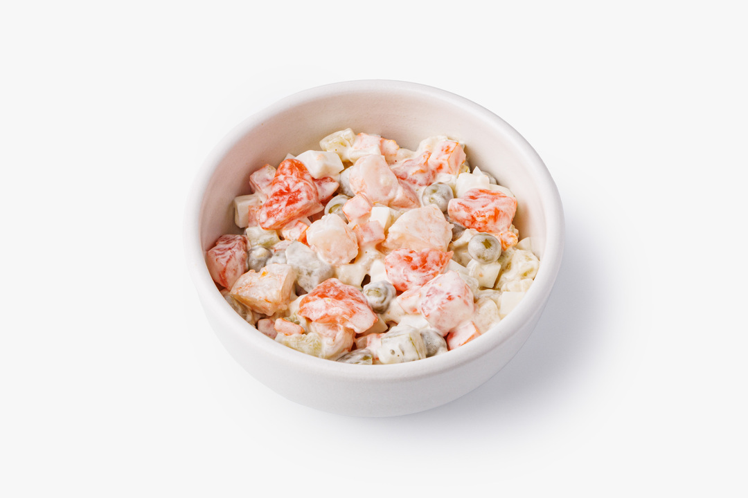 

Салат Оливье ВкусВилл с красной рыбой и креветками 150 г