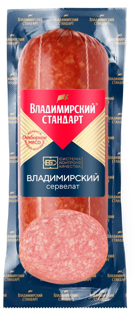 

Колбаса Владимирский Стандарт Сервелат Владимирский варено-копченый 350 г