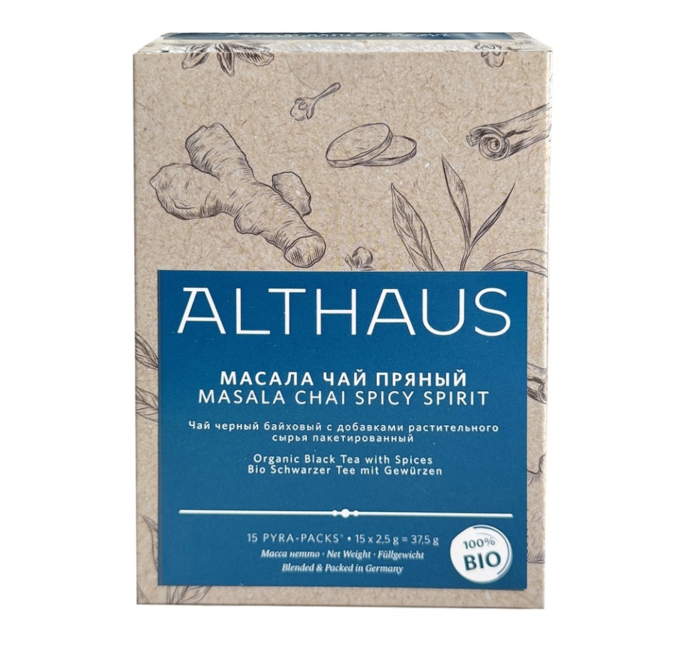 

Чай черный Althaus Masala Chai Spicy Spirit с добавками растительного сырья пакетированный 15х2.5г
