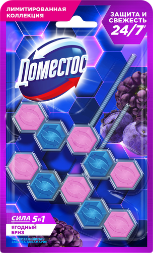 

Блок для унитаза Доместос Power Дуо Видимая защита Ягодный бриз 100 г