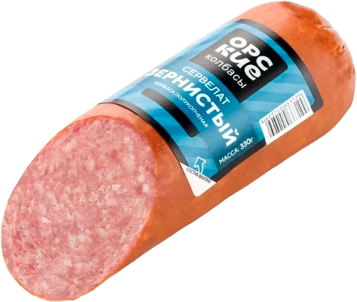 

Колбаса полукопченая Орские Колбасы Сервелат Зернистый 330 г