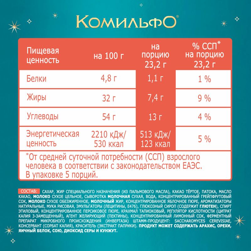 

Набор конфет Комильфо Беллини с шампанским и персиком 116 г
