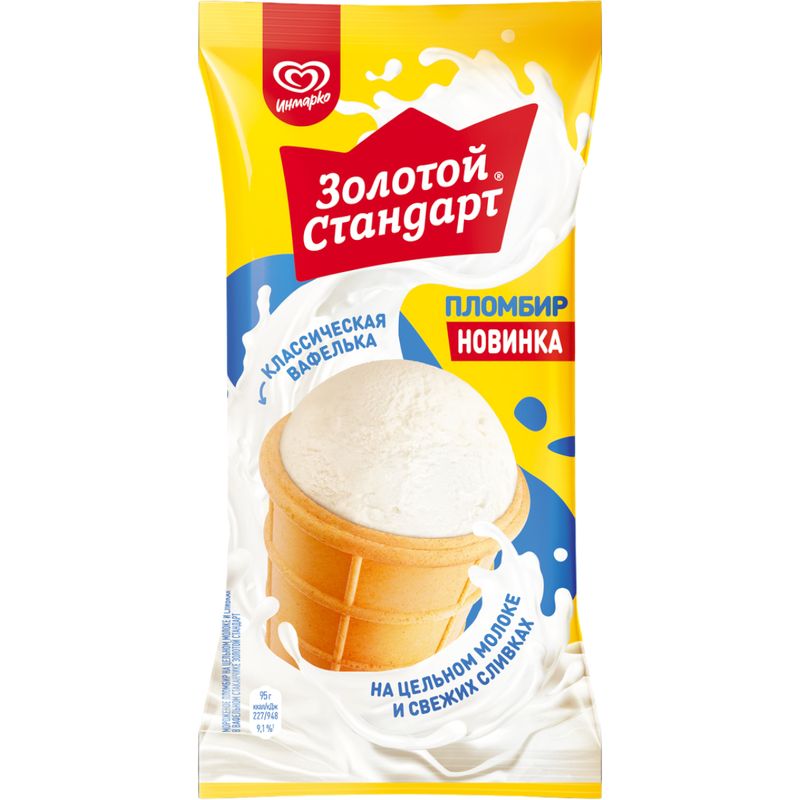 

Мороженое Золотой стандарт пломбир стаканчик БЗМЖ 95 г