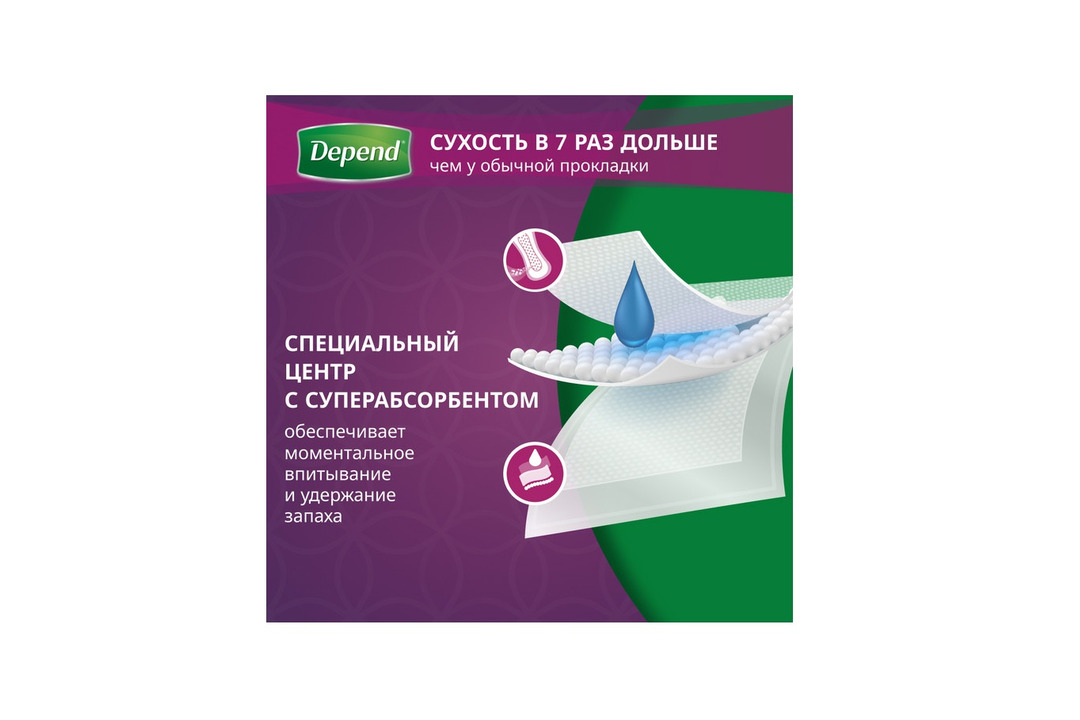 

Прокладки Depend при недержании ночные супер 6 шт.