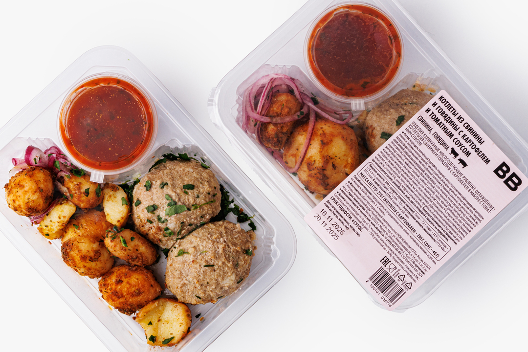 

Котлеты ВкусВилл из свинины и говядины с картофелем и томатным соусом 270 г