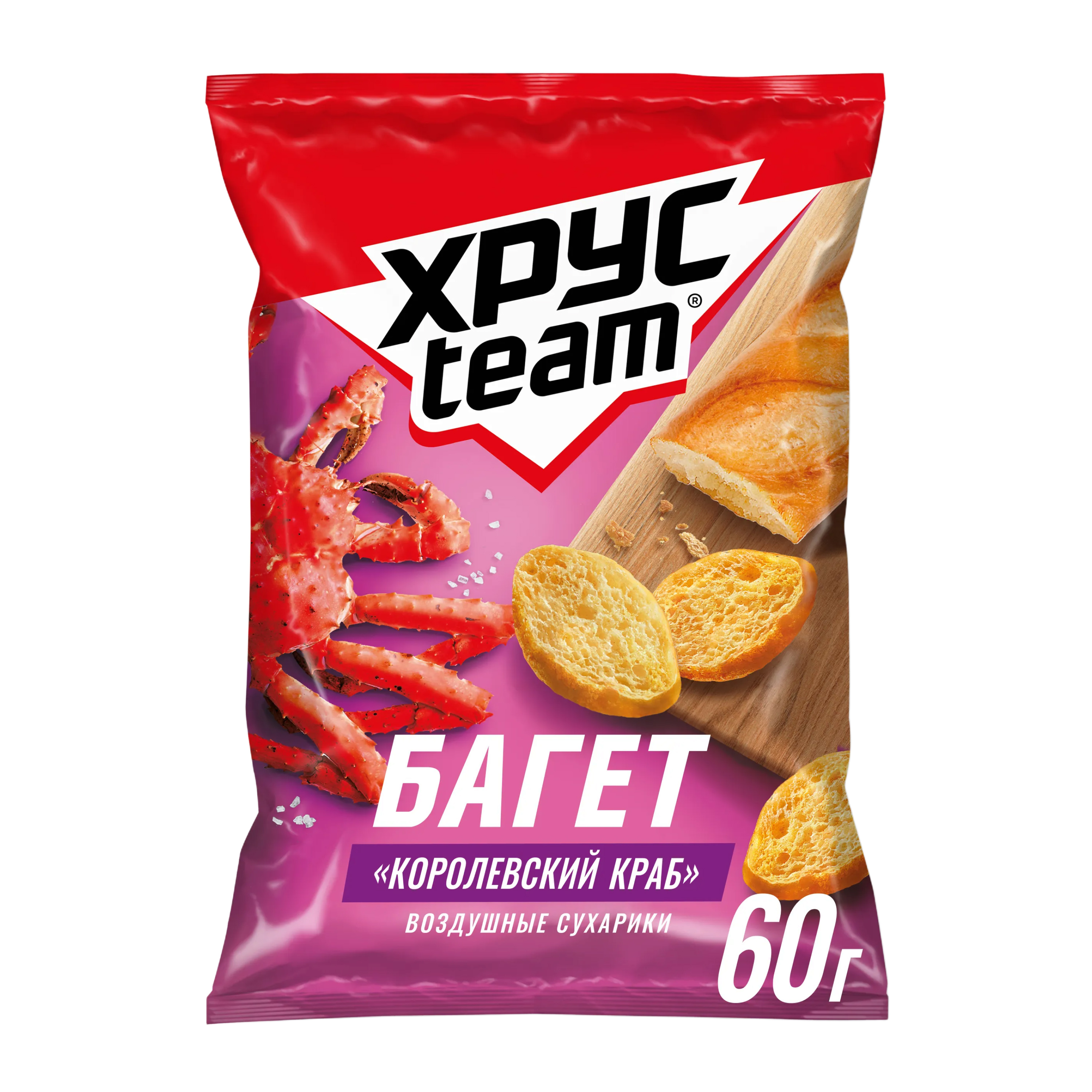 

Сухарики Хрусteam Багет Королевский краб 60 г