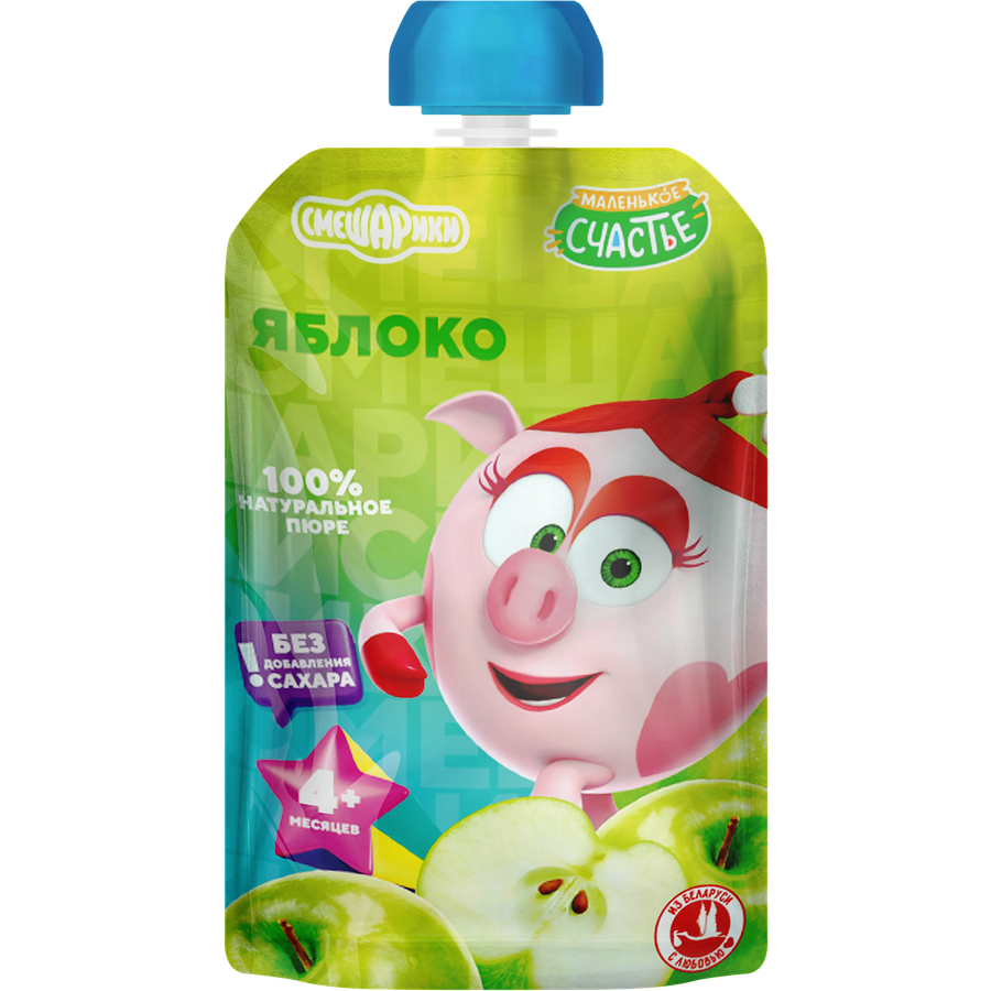 

Пюре фруктовое Маленькое счастье Смешарики яблоко с 4 месяцев 85 г
