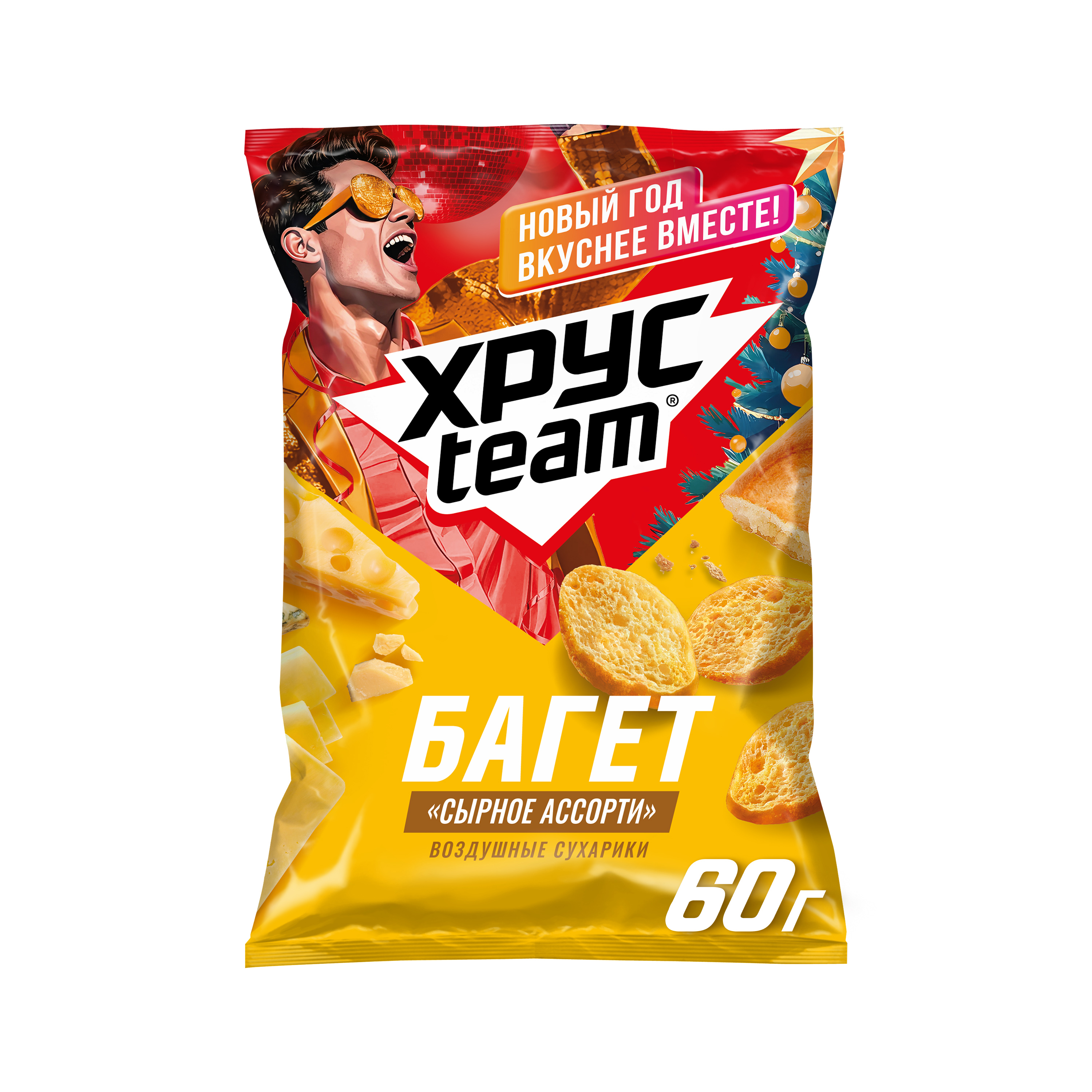 

Сухарики Хрусteam Багет Сырное ассорти 60 г