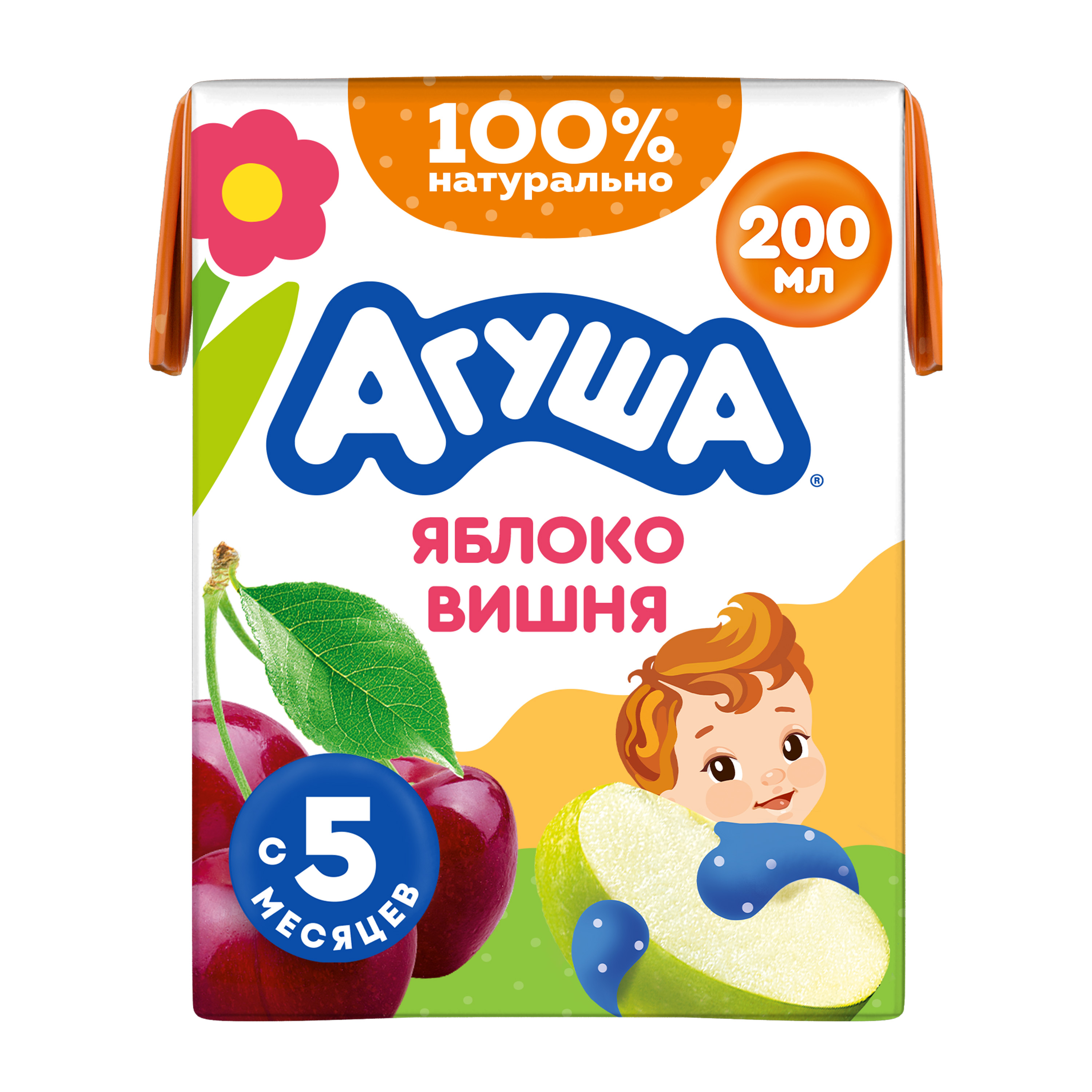 

Сок Агуша Яблоко и вишня с 5 мес. 200 мл