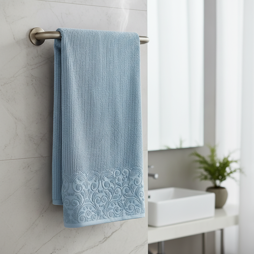 

Полотенце махровое Homeclub Ажур голубое 100 х 150 см 1 шт.