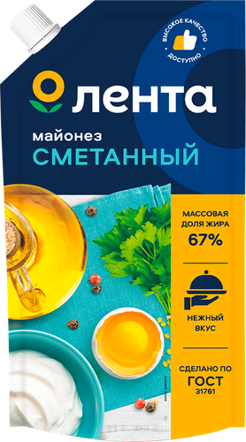 

Майонез Лента Сметанный 67% 380 г