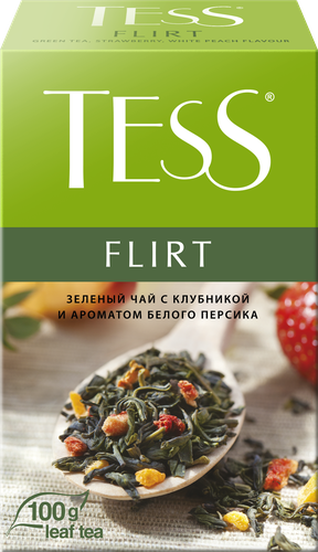 

Чай зелёный Tess Flirt с клубникой и белый персик 100 г