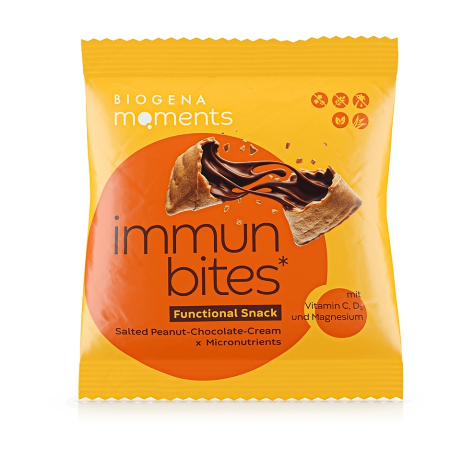 

Подушечки хрустящие Biogena Moments Immun Bites Соленый арахис шоколад 30 г