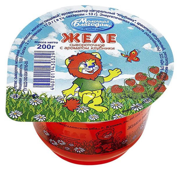 

Желе сывороточное Молочная Благодать клубника БЗМЖ 200 г