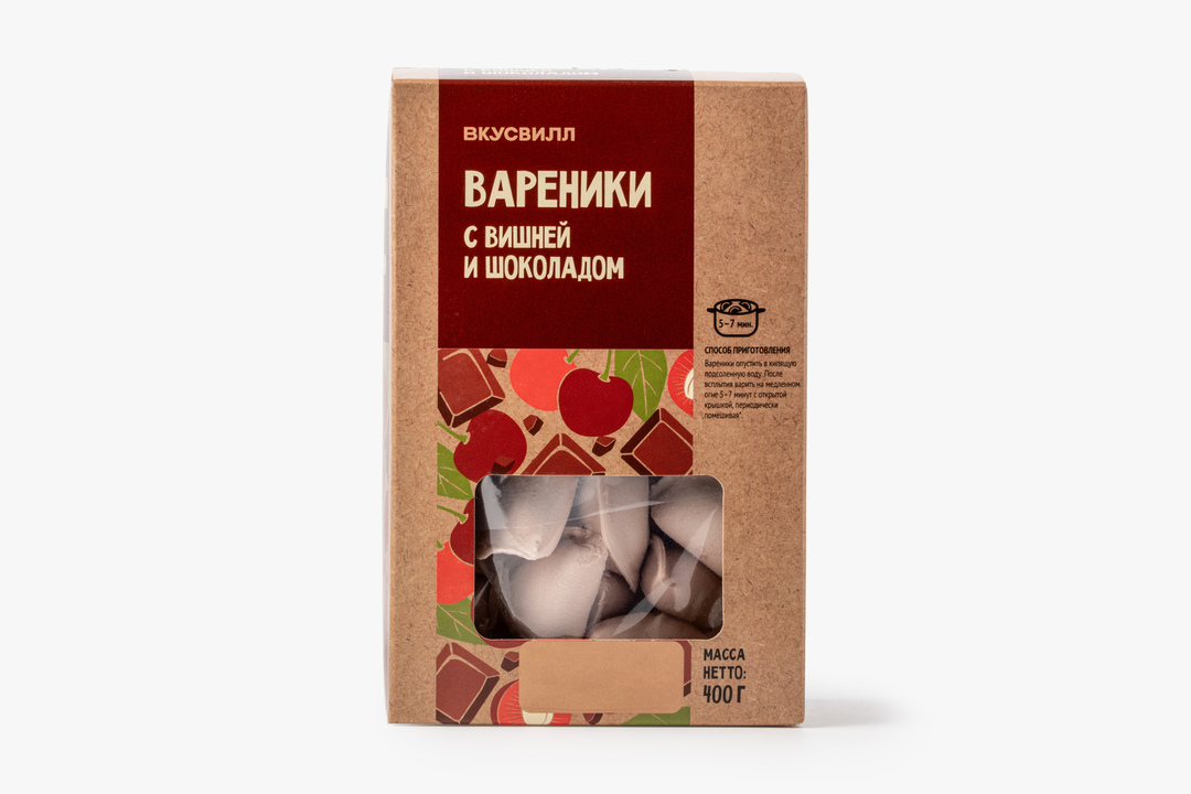 

Вареники ВкусВилл с вишней и шоколадом замороженный 400 г