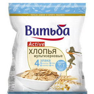Хлопья мультизерновые Витьба 4 злака 250 г пакет