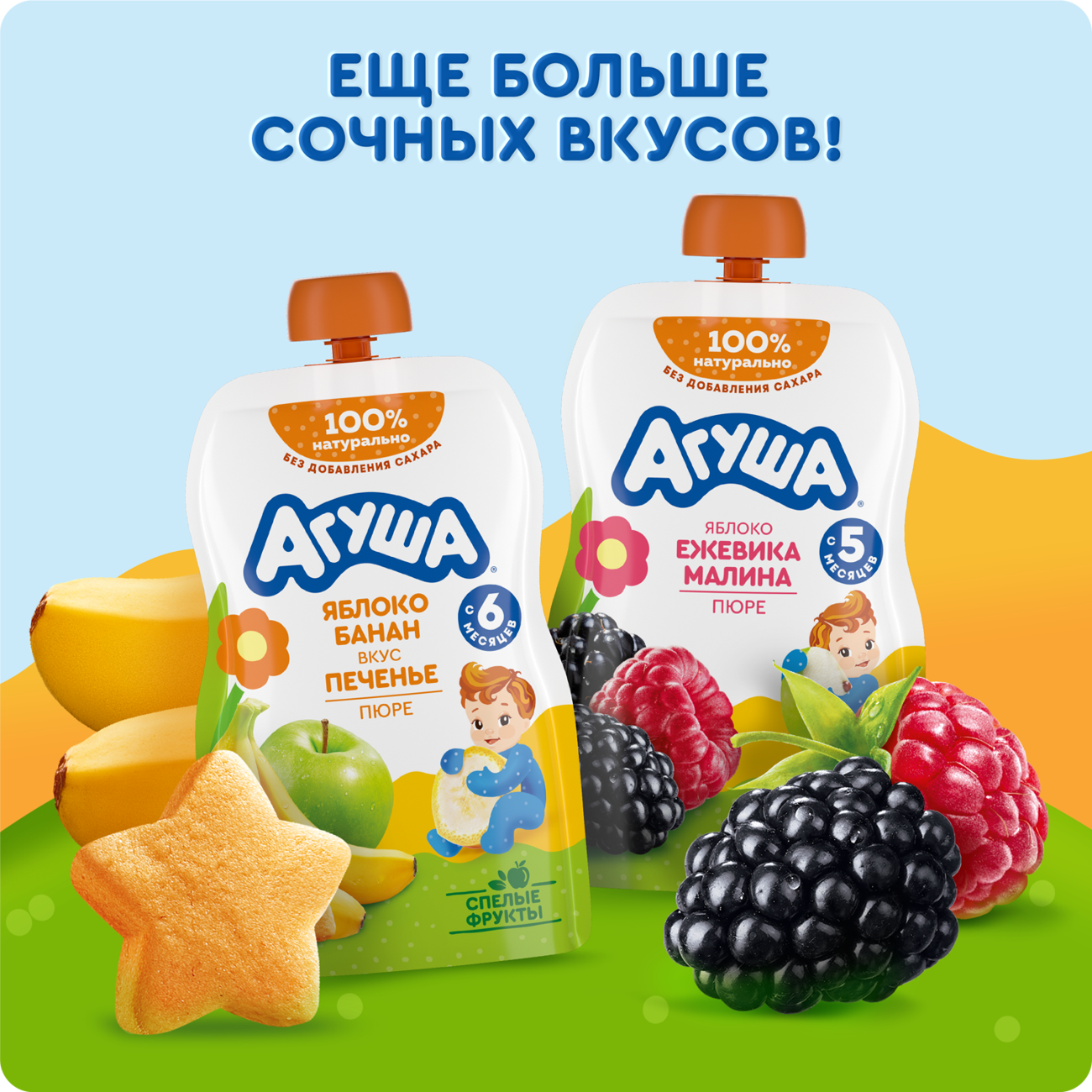 

Пюре фруктовое детское Агуша Яблоко гипоаллергенное в мягкой упаковке с 4 месяцев 90 г