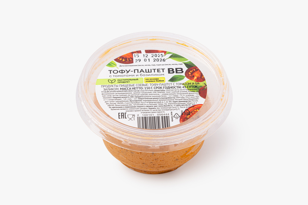 

Тофу паштет ВкусВилл томатами и базиликом 150 г