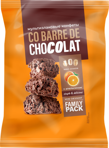 

Конфеты шоколадные Co Barre de Chocolat микс злаков с апельсином 135 г