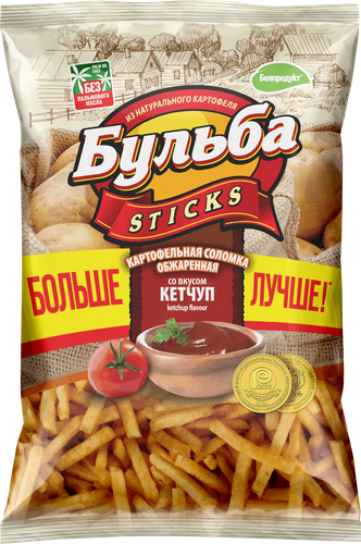 

Чипсы картофельные Бульба Sticks Соломка из цельного картофеля кетчуп 120 г