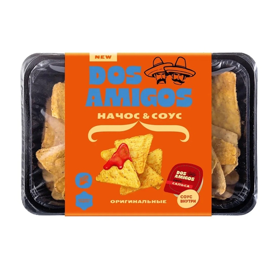 

Чипсы кукурузные Dos Amigos с соусом острый сальса 185 г