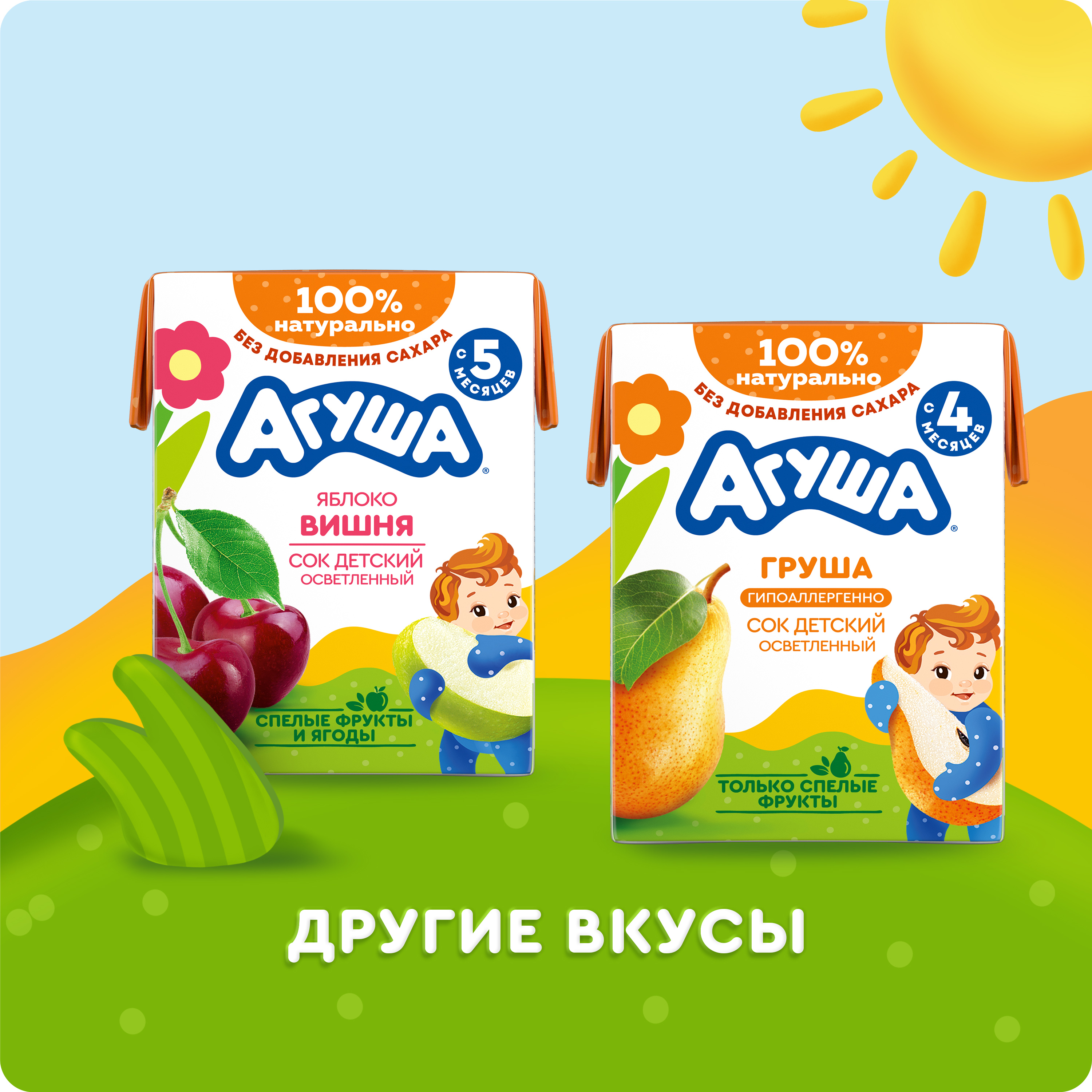 

Сок детский Агуша яблочный с 4 месяцев 200 мл