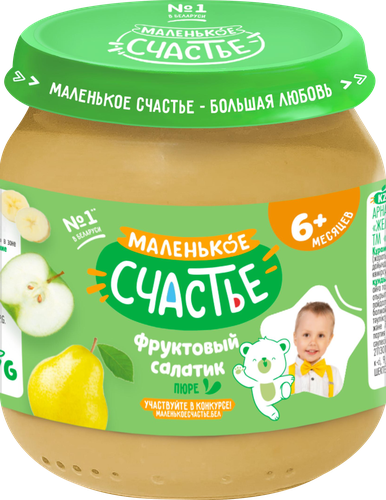 

Фруктовое пюре Маленькое счастье Фруктовый Салатик 180 г