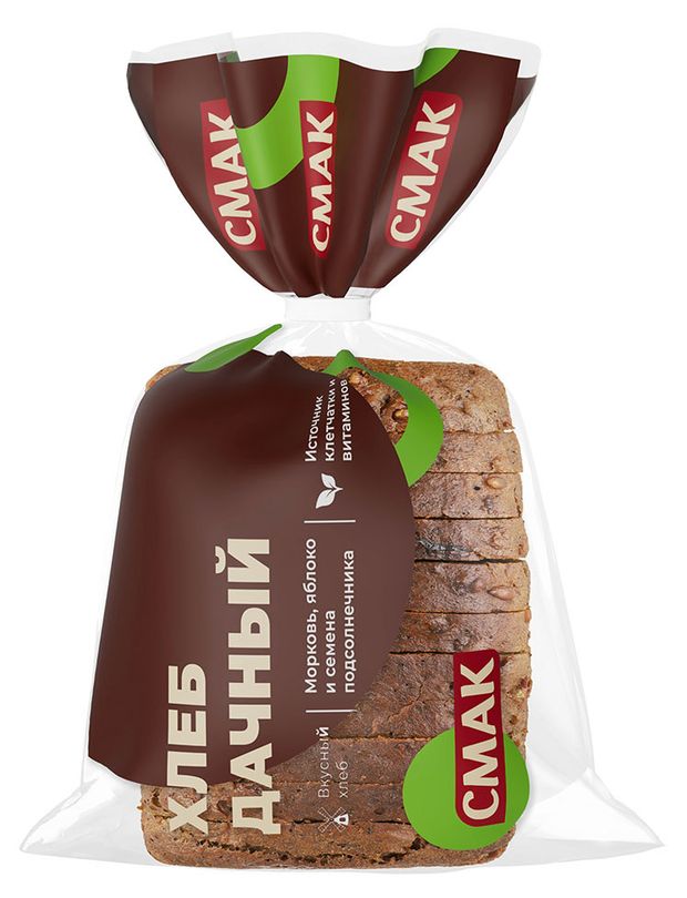 

Хлеб Смак Дачный ржано-пшеничный зерновой с морковью, семенами подсолнечника и яблоком 350 г