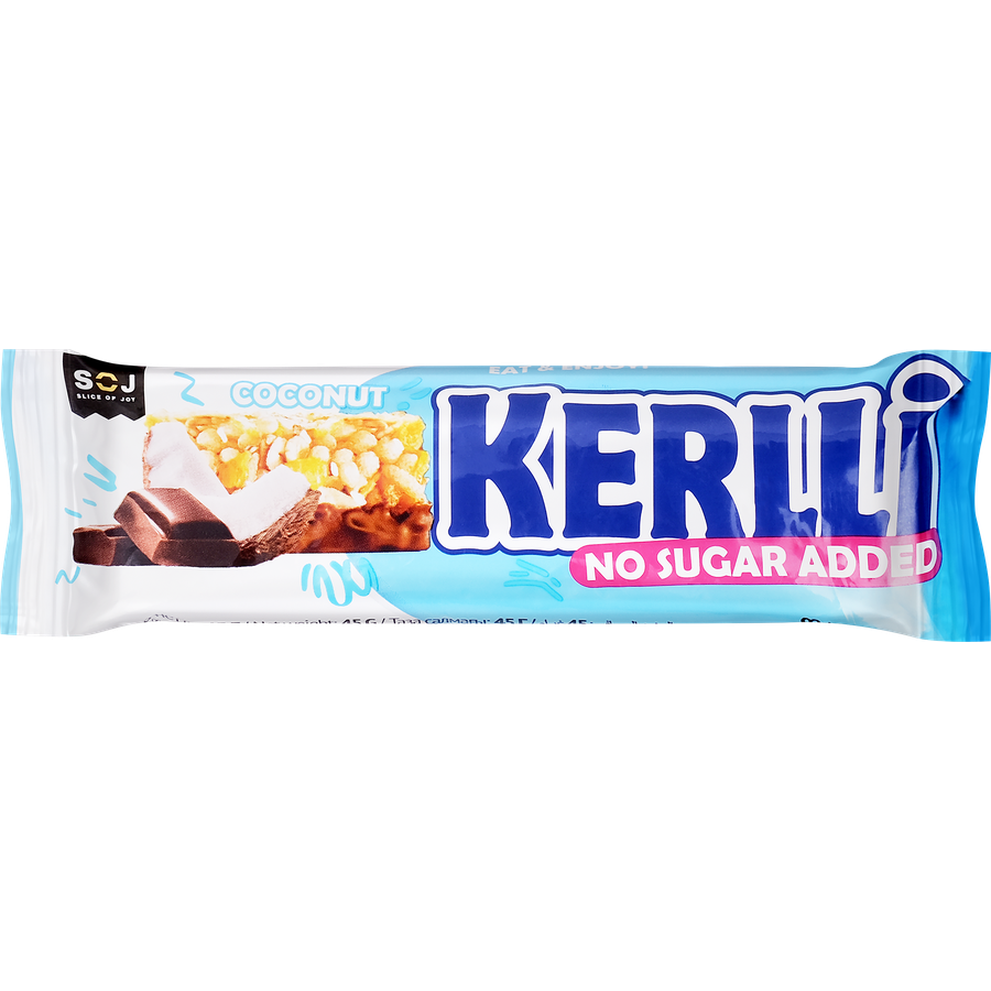 

Батончик злаковый глазированный SOJ Kerlli С кокосом без добавления сахара 45 г