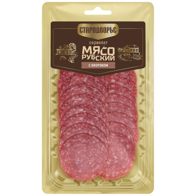 

Колбаса Стародворье Сервелат Мясорубский варено-копченая нарезка 80 г