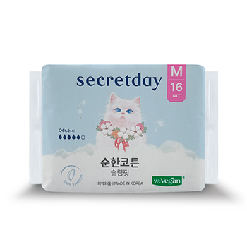 

Прокладки гигиенические Secretday Pure Cotton Slim-fit размер M хлопковые 16 шт.