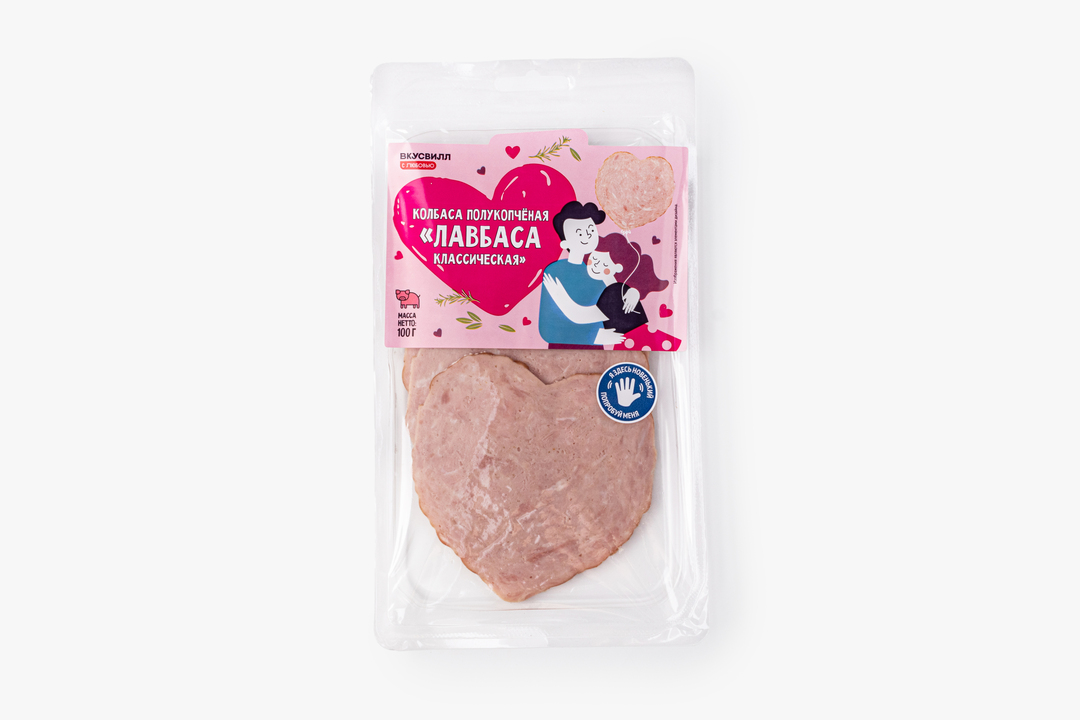 

Колбаса полукопченая ВкусВилл Лавбаса классическая охлажденная 100 г