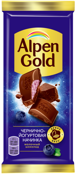 

Шоколад молочный Alpen Gold с чернично-йогуртовой начинкой 85 г