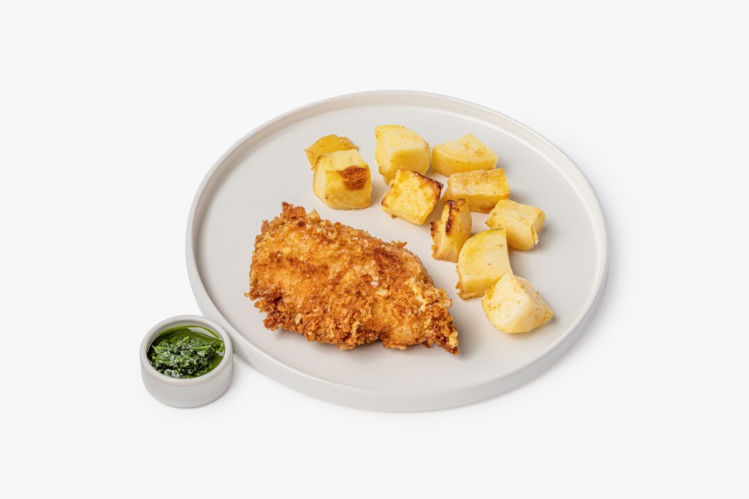 

Курица ВкусВилл Пармиджано с картофелем и прованским песто 200 г