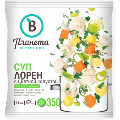 Смесь овощная «Суп Лорен с цветной капустой» быстрозамороженная, 350г