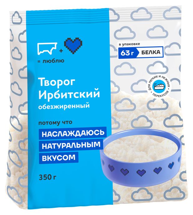 

Творог Ирбит Ирбитский рассыпчатый обезжиренный 0% 350 г